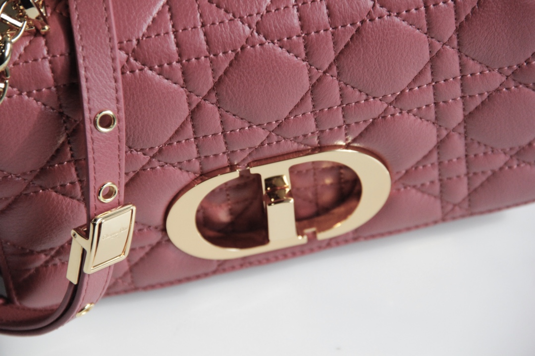 Small Dior Caro Bag Cherry Pink Supple Cannage Calfskin